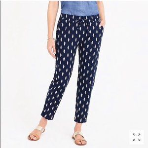 NWOT J. Crew Factory Linen Cotton Drawstring Ikat Pants, Size 2
